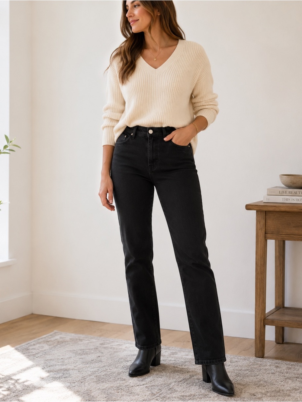 Lauren Ralph Lauren Black Straight Leg Jeans Women’s 16 Stretch Classic